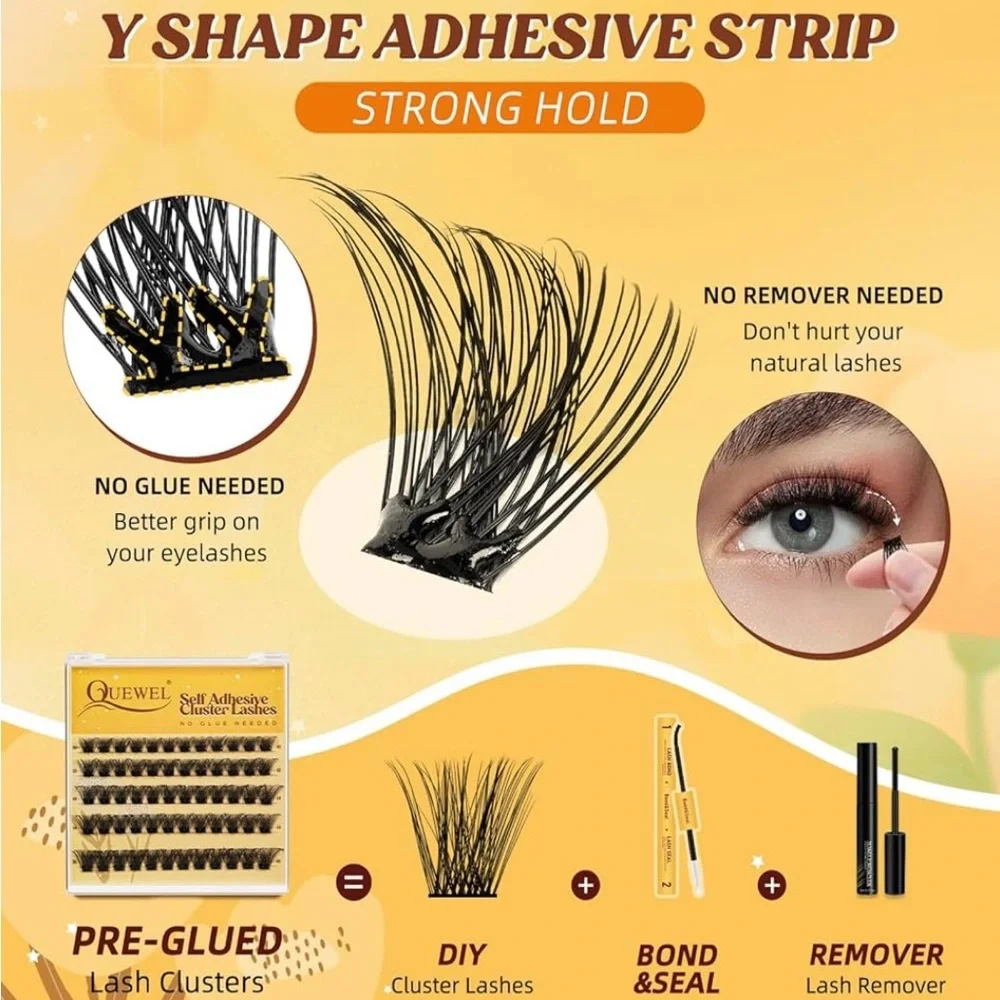 Self Adhesive Black Wispy Natural Cat Eye Lash Cluster Bundle